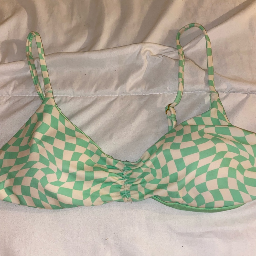 Pitaya green and white bikini top gold hardwear